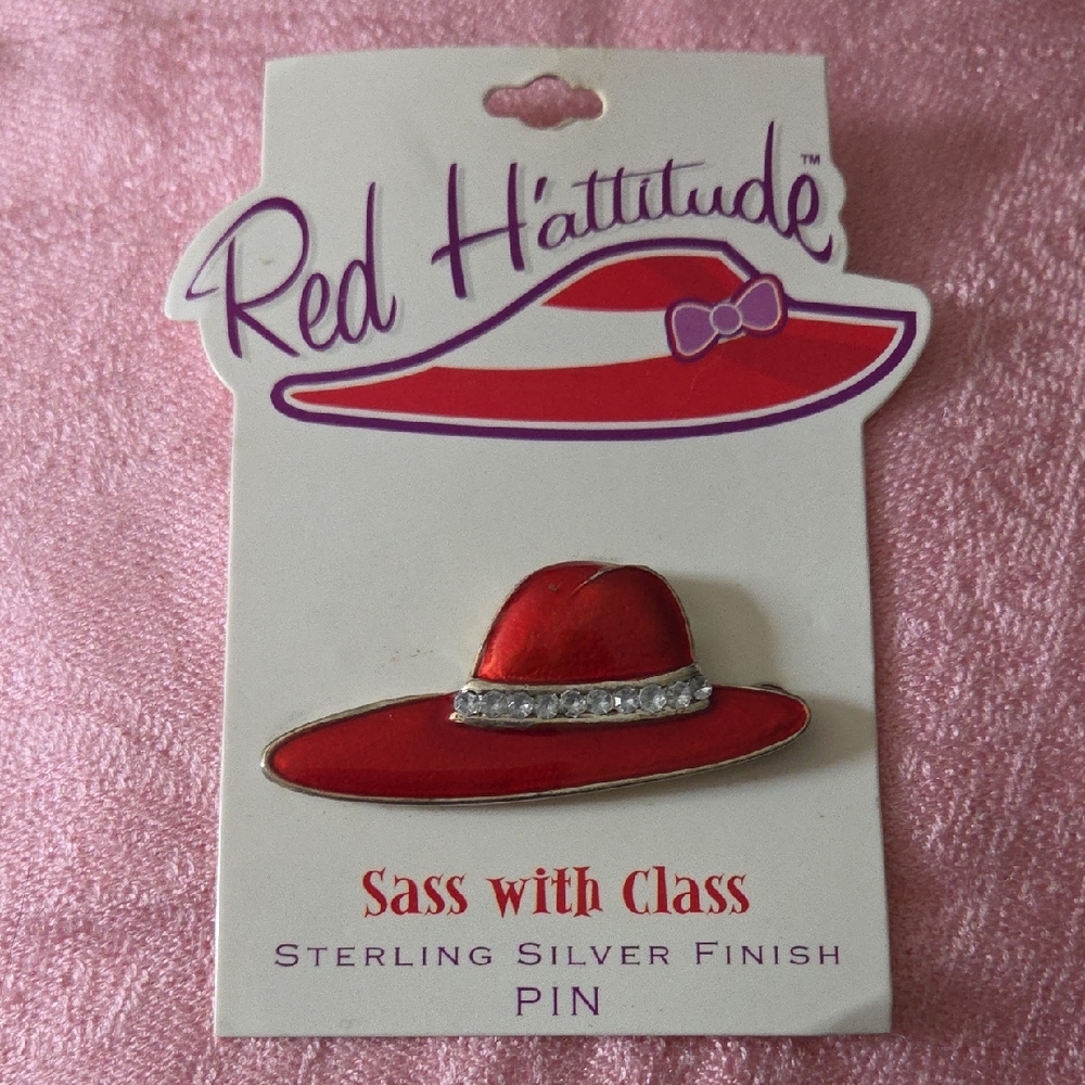 The Red H'attitude 'Sass with Class' Enamel Pin. NWT